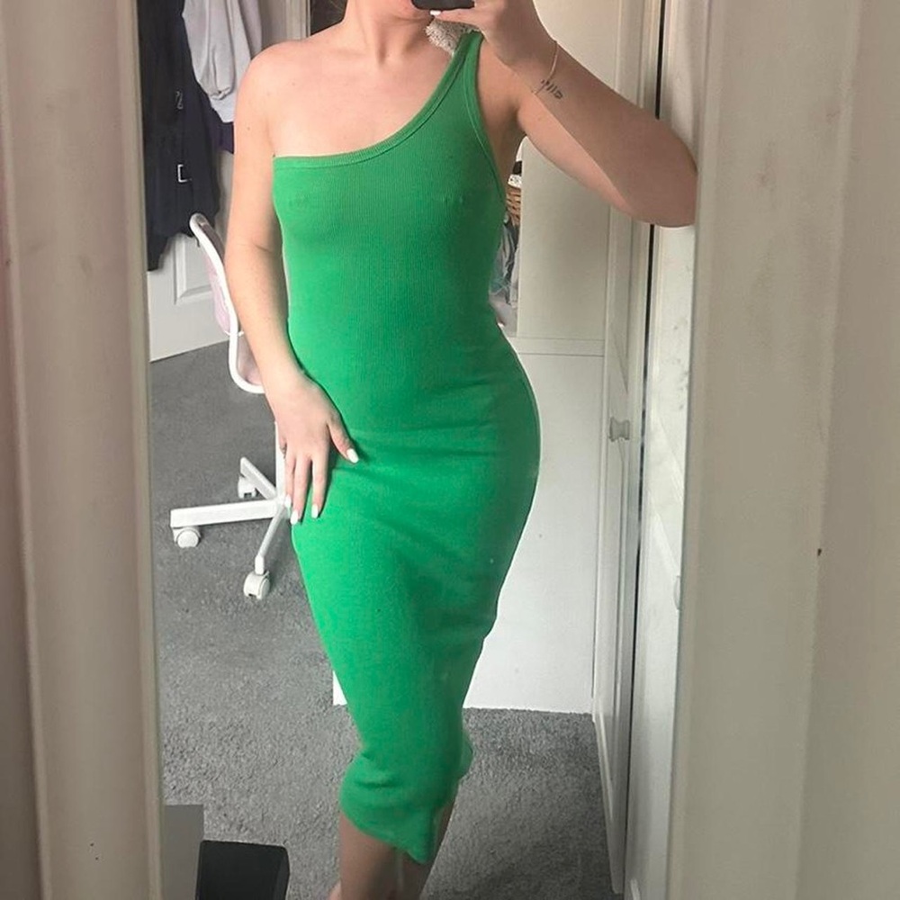 Green One-Shoulder Dress